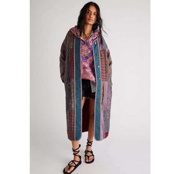 Free People Multicolor Long Coat - Picture 1 of 6